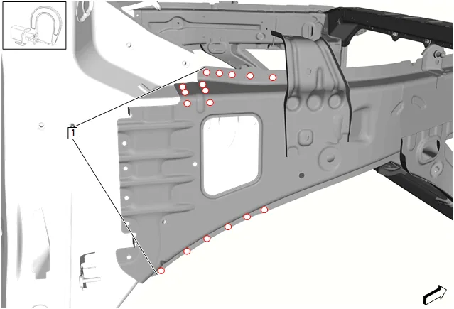 Body Front Structure Parts Replacement — figure 36