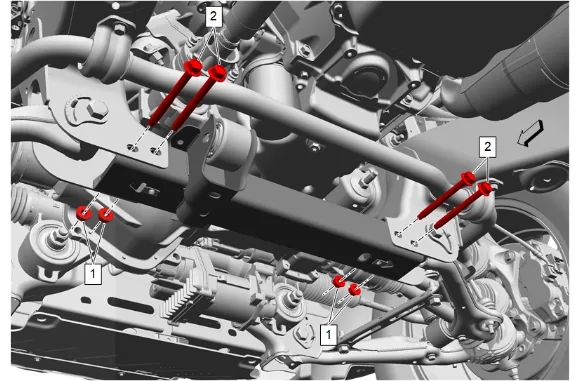 Drivetrain and Front Suspension Frame Front Crossmember Replacement (4WD) — figure 3