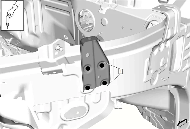 Front Compartment Side Rail Bracket Replacement — figure 4