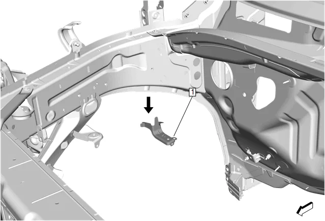 Front Compartment Side Rail Bracket Replacement - Rear (Right) — figure 3