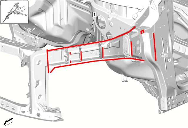 Front Compartment Upper Side Rail Replacement — figure 7