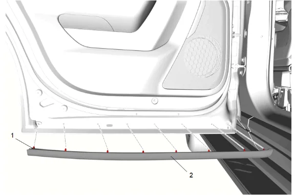 Rear Side Door Lower Auxiliary Weatherstrip Replacement — figure 1