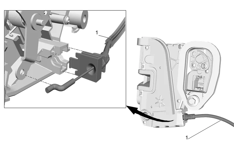 Front Side Door Inside Handle Cable Replacement (with NWM) — figure 20
