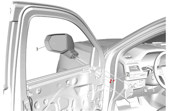 Outside Rearview Mirror Gasket Replacement — figure 2
