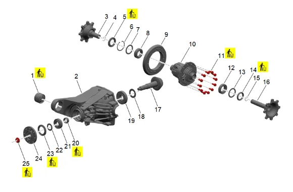 Rear Drive Axle Disassembled View 1 of 3 (G96) — figure 1