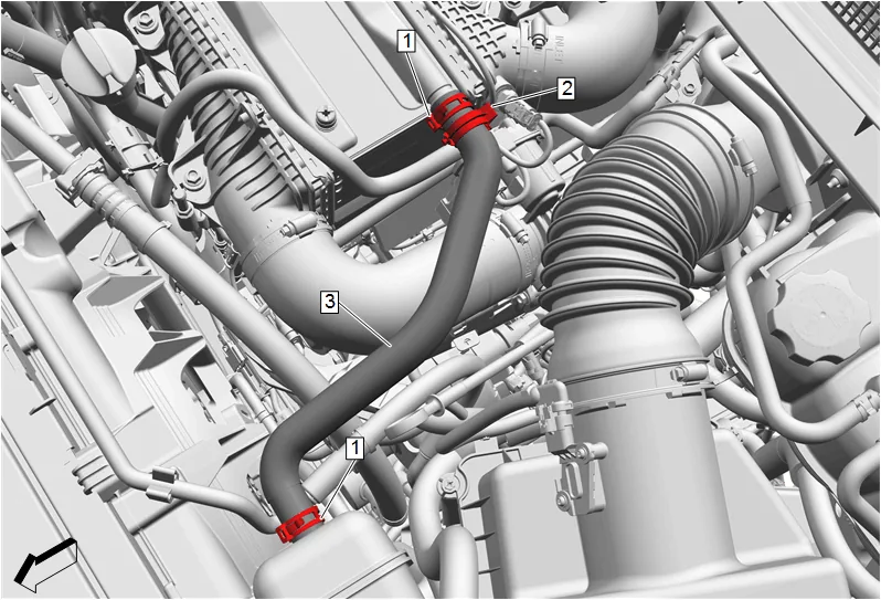 Auxiliary Radiator Outlet Hose Replacement (LM2) — figure 2