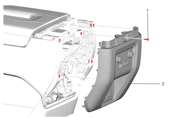 Front Floor Console Armrest Cable Replacement (DCH) — figure 14