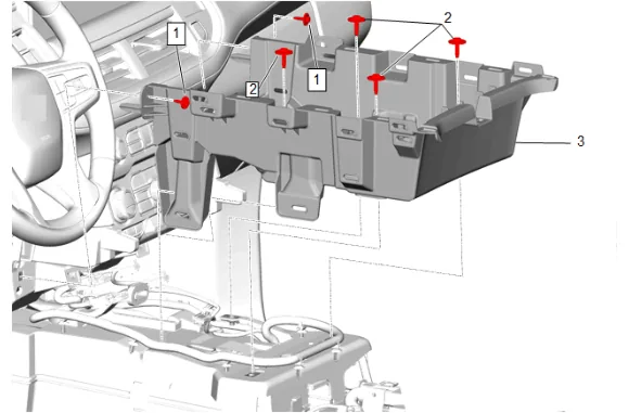 Front Floor Console Armrest Cable Replacement (DCH) — figure 24