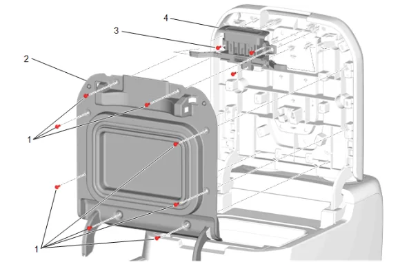 Front Floor Console Armrest Latch Replacement (DCK) — figure 1