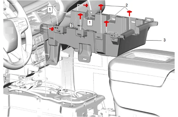 Front Floor Console Carrier Replacement (DCH) — figure 16