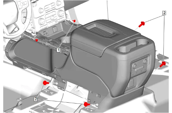 Front Floor Console Removal and Installation (DCH) — figure 10