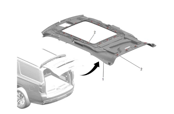 Headlining Front Trim Panel Replacement (LWB with C3U) — figure 24