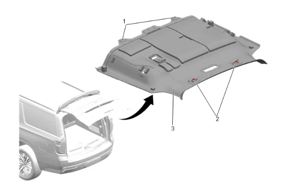 Headlining Rear Trim Panel Replacement (LWB) — figure 22