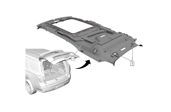 Headlining Trim Panel Replacement (SWB with C3U) — figure 38