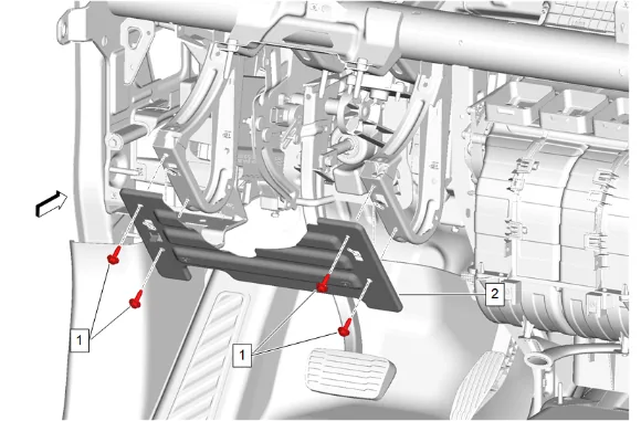 Instrument Panel Knee Bolster Deflector Replacement — figure 11