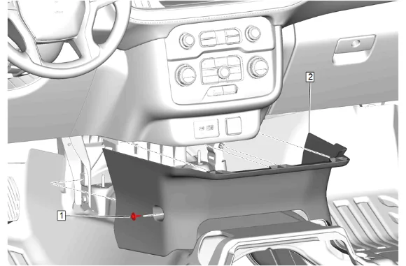 Instrument Panel Lower Center Trim Panel Replacement — figure 1