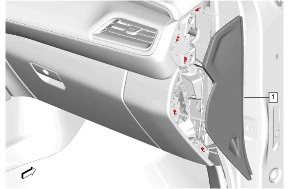 Instrument Panel Lower Trim Panel Replacement — figure 9