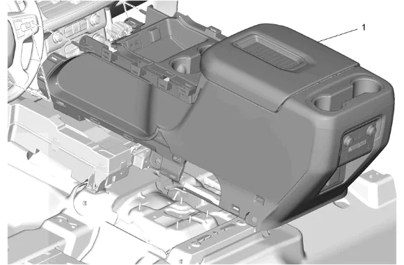Front Floor Console Auxiliary Cooling Duct Replacement (without UQA) — figure 1