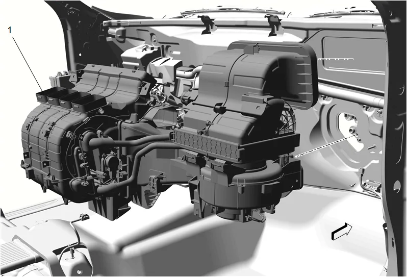 Heater and Air Conditioning Evaporator Case Replacement (Distributor) — figure 1