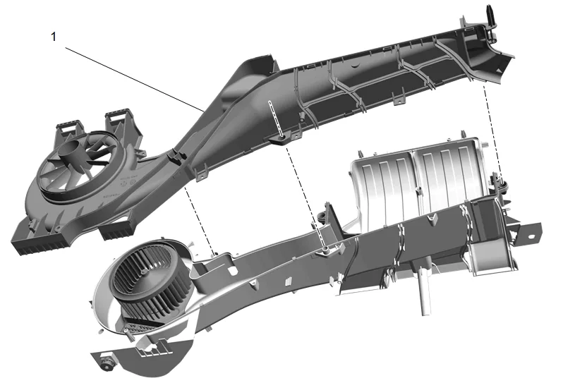Heater and Air Conditioning Evaporator Case Replacement - Upper — figure 17