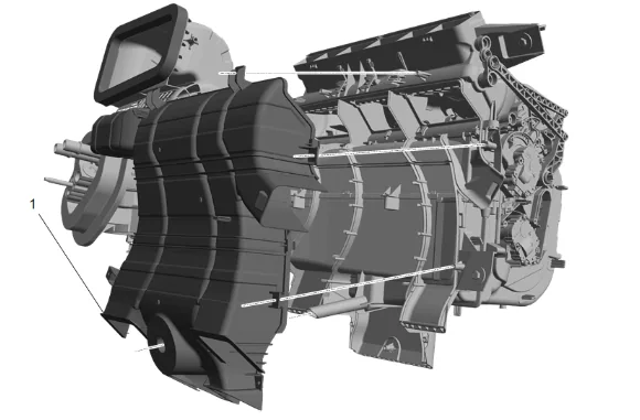 Heater and Air Conditioning Evaporator Module Cover Replacement (Evaporator Pipe) — figure 3
