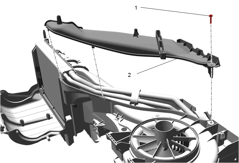 Heater and Air Conditioning Evaporator Module Cover Replacement (Evaporator Pipe) — figure 11