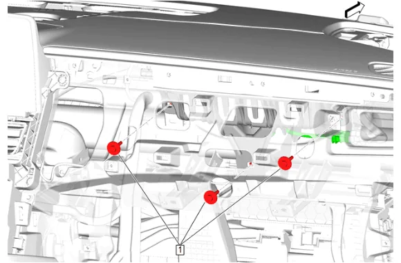 Instrument Panel Outer Air Outlet Duct Replacement - Left Side (without UV6) — figure 21