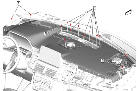 Instrument Panel Outer Air Outlet Duct Replacement - Right Side — figure 18