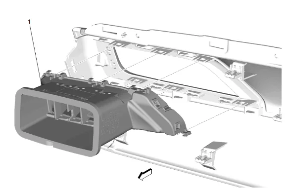 Instrument Panel Outer Air Outlet Replacement - Right Side — figure 5