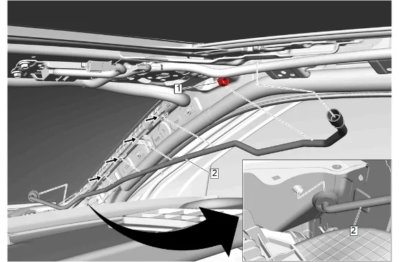 Sunroof Housing Front Drain Hose Replacement - Right Side — figure 10