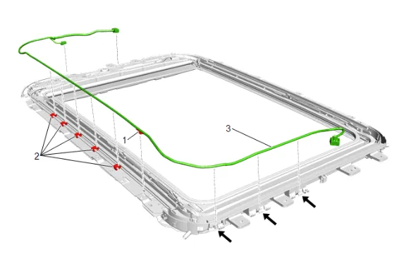 Sunroof Wiring Harness Replacement (Short Wheel Base) — figure 40