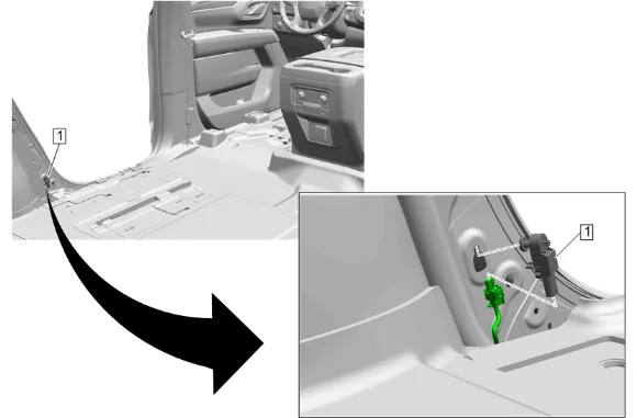 Airbag Side Impact Rear Sensor Replacement (without 9C1) — figure 7