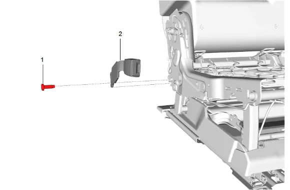 Rear Seat Belt Buckle Replacement (Bench Center Buckle with UH5) — figure 3