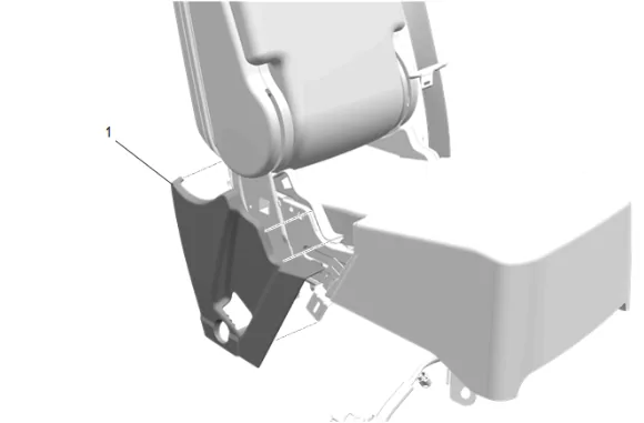 Front Seat Center Armrest Hinge Finish Cover Replacement - Right Side Lower — figure 2