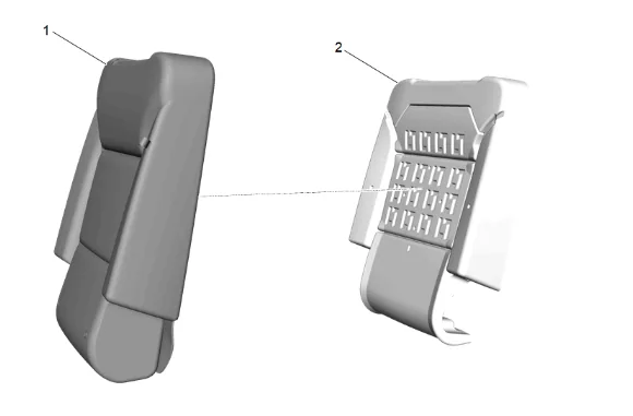 Rear Seat Back Cushion Cover and Pad Replacement (40 Percent Bucket) — figure 2