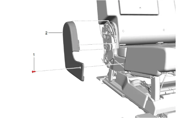 Rear Seat Hinge Finish Cover Replacement - Inboard (Bench) — figure 1