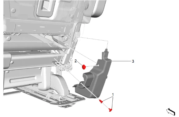 Rear Seat Recliner Inner Finish Cover Replacement - Inboard (Bench) — figure 2