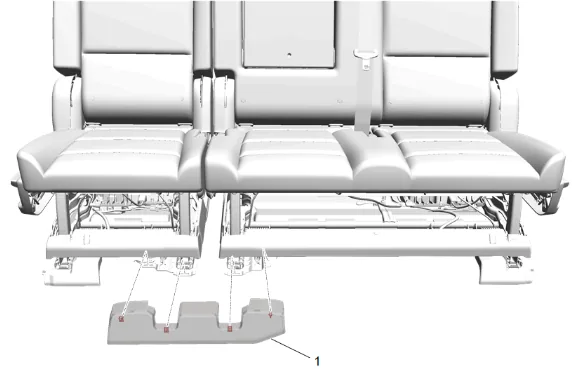 Rear Seat Track Front Inboard Cover Replacement (Bench) — figure 1
